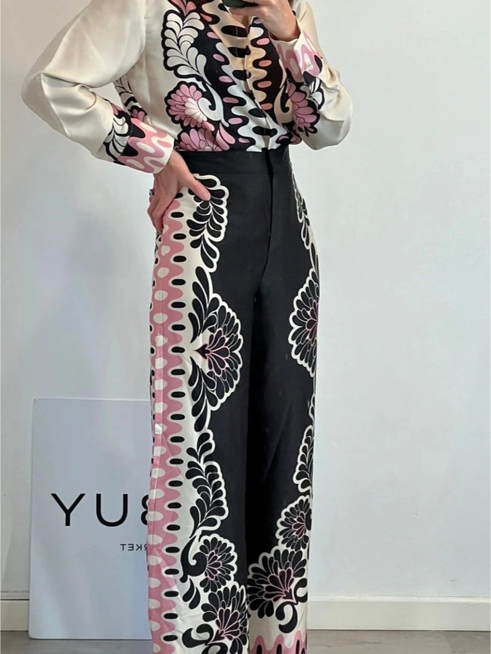 ZARA Printed Floral Co-ord set size S Satin Finish